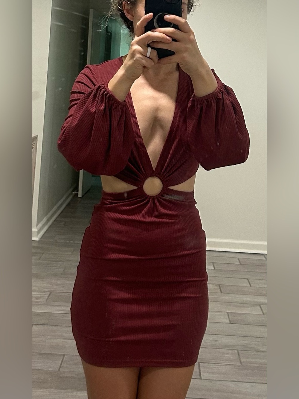Pink Lily XS Burgundy Cutout Dress